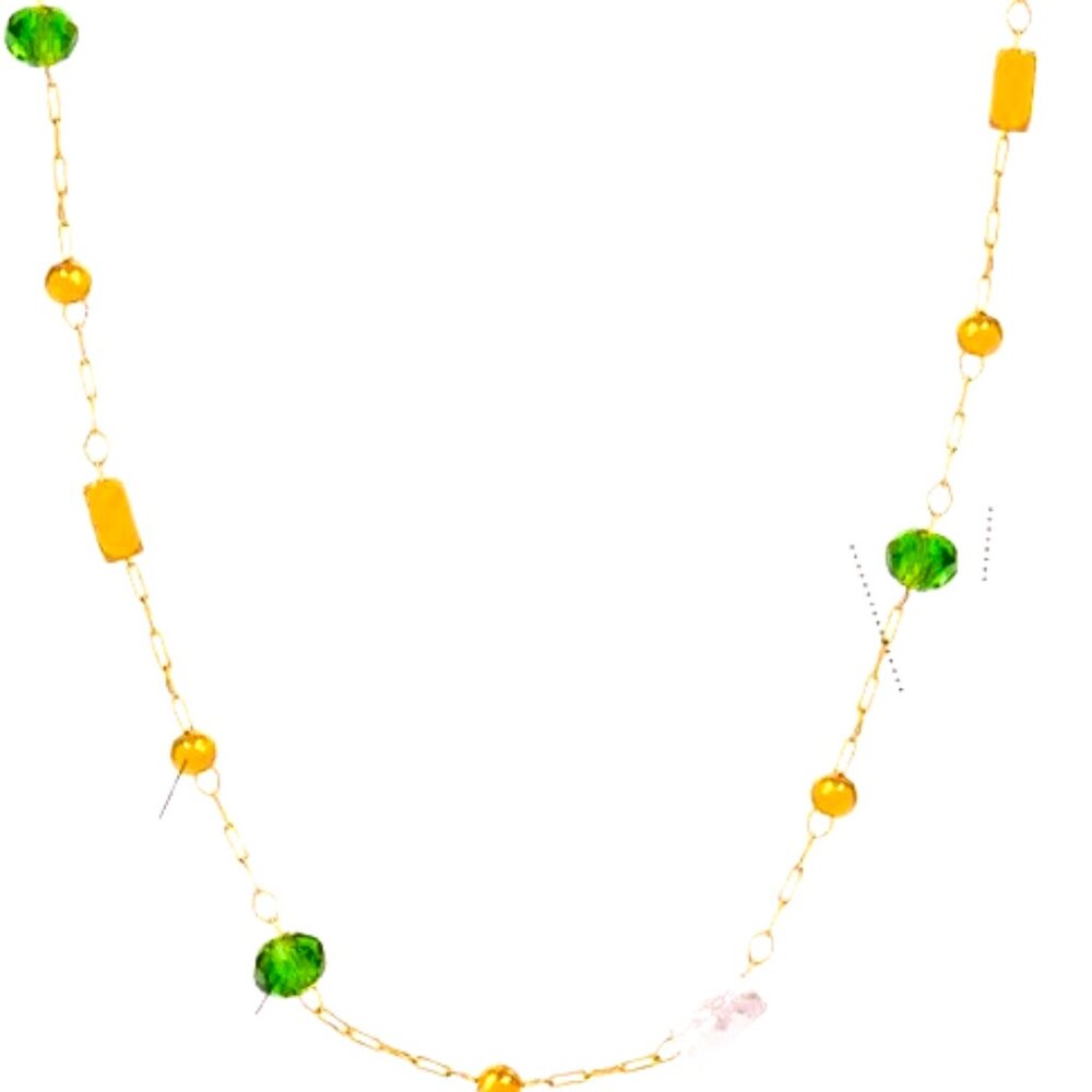 TINY DIP GOLDEN AND GREEN GOLDEN DIP NECKLACE VERY DAINTY 18K DIPPED